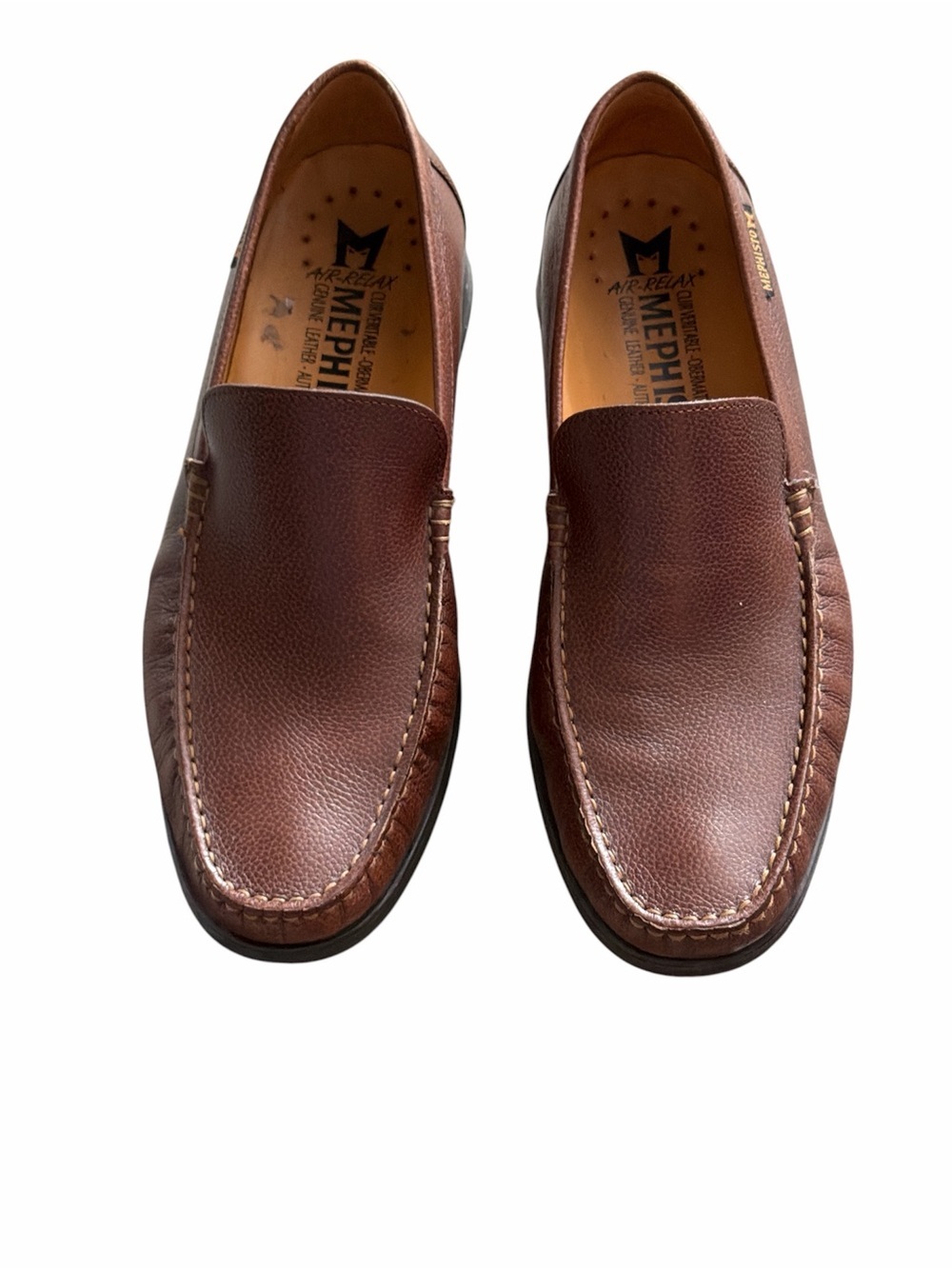 Mephisto Henri Chestnut Brown Pebbled Leather Slip-On Loafers
